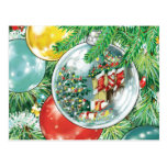 Family Christmas Tree Reflection Painting Postcard