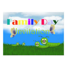 Family day Invitation with caterpillars butterfly