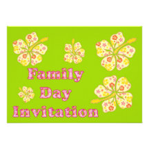 Family day Invitation with hibiscus flowers