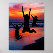 Family Fun, Father's Day Beach Jump Poster