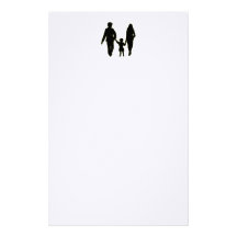 Family holding hands silhouette stationery design