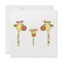 Family of Giraffes. Cartoon. Custom Invites