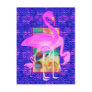 Family of Pink Flamingos Shells and Hibiscus Art Post Card