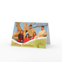 Family Photo Cute Birds Lime Christmas Tree cards