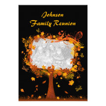 Family Reunion Autumn Tree Photo Frame Personalised Invitations