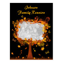 Family Reunion Autumn Tree Photo Frame Postcards