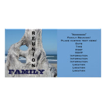 Family Reunion Invitations Ocean beach Blue Waves Photo Card
