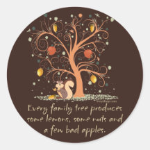 Family Tree Humour Round Stickers