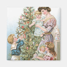 Family with Christmas Tree Magnets