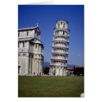 Famous inclined bell tower, the Leaning Tower of P Greeting Card