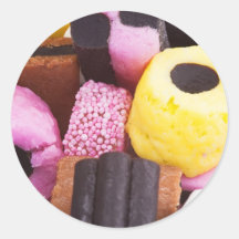 famous sweets of Liquorice Round Stickers