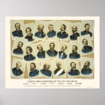 Famous Union Commanders 1884 Print
