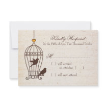 Fanciful Bird Cage - Autumn Orange Wedding RSVP