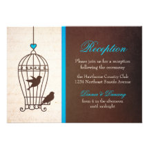 Fanciful Bird Cage - Chocolate & Teal Reception Custom Invite