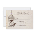 Fanciful Bird Cage Lavender & Brown Wedding RSVP invitations