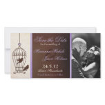 Fanciful Birdcage Lavender & Brown Save the Date