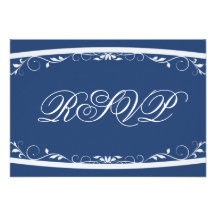 Fanciful Floral Blue Rsvp Invitation