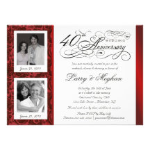 Fancy 40th Anniversary Invitations - Then & Now