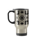 Fancy black and white flower kaleidoscope mugs