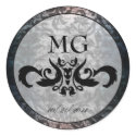 Fancy Black Damask Gothic Stickers/Envelope Seals