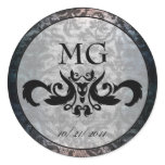 Fancy Black Damask Gothic Stickers/Envelope Seals