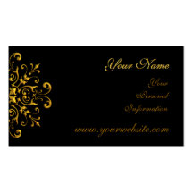Fancy Black Gold Filigree Business Cards