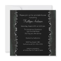 Fancy Black & Silver Trim Bridal Shower Invitation