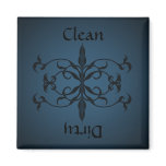 Fancy Blue Clean or dirty dishwasher magnet