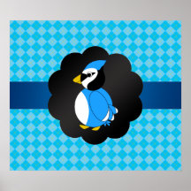 Fancy blue jay blue argyle pattern posters