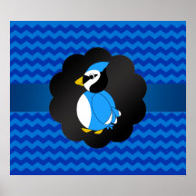 Fancy blue jay blue chevrons poster