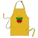 Fancy Butterfly Large With Swirls, Red & Turquoise aprons