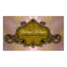 Fancy Damask Pink and Gold Botique Business Card