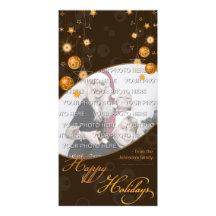 Fancy Elegant Gold Yellow Christmas Decorations on Personalised Photo Card