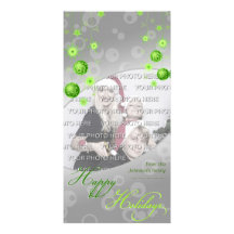 Fancy Elegant Green Christmas Decorations Customised Photo Card