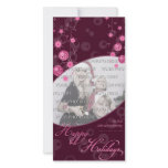Fancy Elegant Pink Christmas Decorations on Dark photo cards
