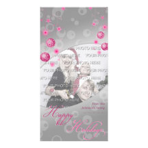 Fancy Elegant Pink Christmas Decorations Photo Greeting Card
