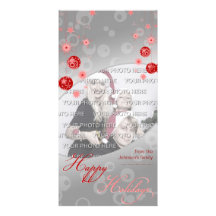 Fancy Elegant Red Christmas Decorations Personalized Photo Card