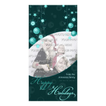 Fancy Elegant Turquoise Christmas Decorations on D Customised Photo Card