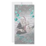 Fancy Elegant Turquoise Christmas Decorations photo cards