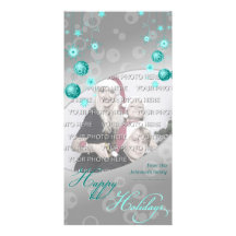 Fancy Elegant Turquoise Christmas Decorations Picture Card