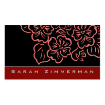 Fancy Floral Crimson Red Business Card