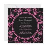 Fancy Floral Sweet Sixteen Invite (black) invitations