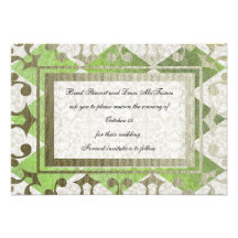 Fancy Green Gold Harlequin Medieval save the date Custom Announcements