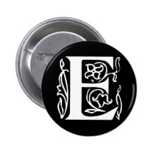Fancy Letter E Pinback Buttons