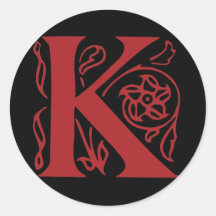 Fancy Letter K Round Stickers