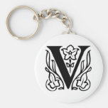 Fancy Letter V Key Chains