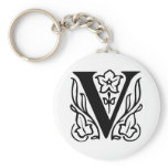 Fancy Letter V keychains