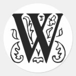 Fancy Letter W Round Sticker