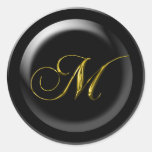 Fancy M Monogram Round Sticker