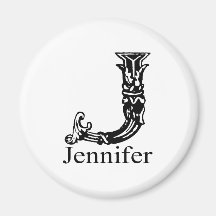 Fancy Monogram: Jennifer Refrigerator Magnets